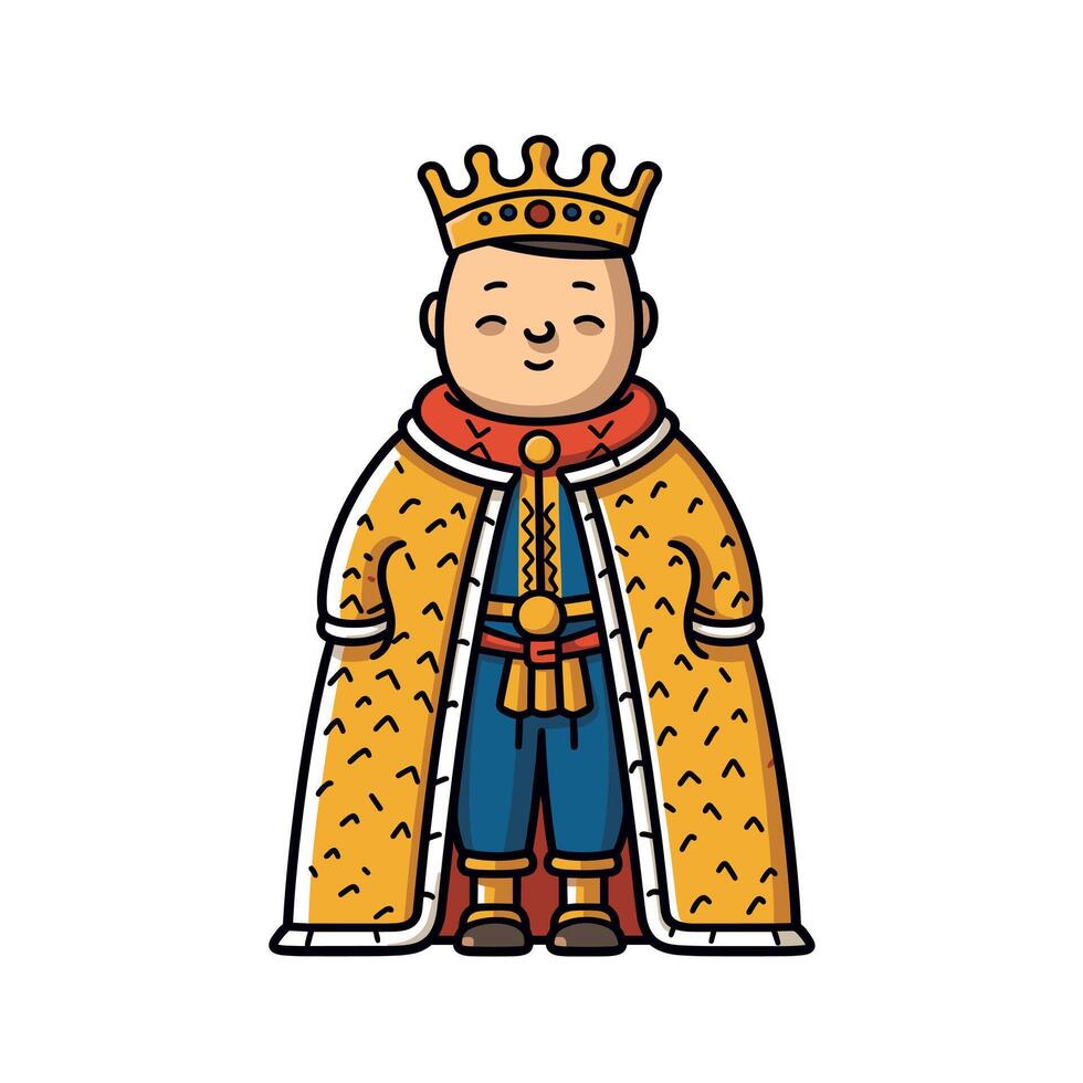 King in ornate robes and crown smiling confidently vector