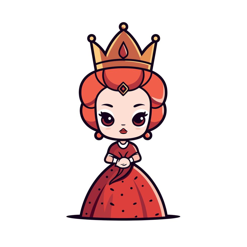 Charming red queen with a crown in classic attire vector