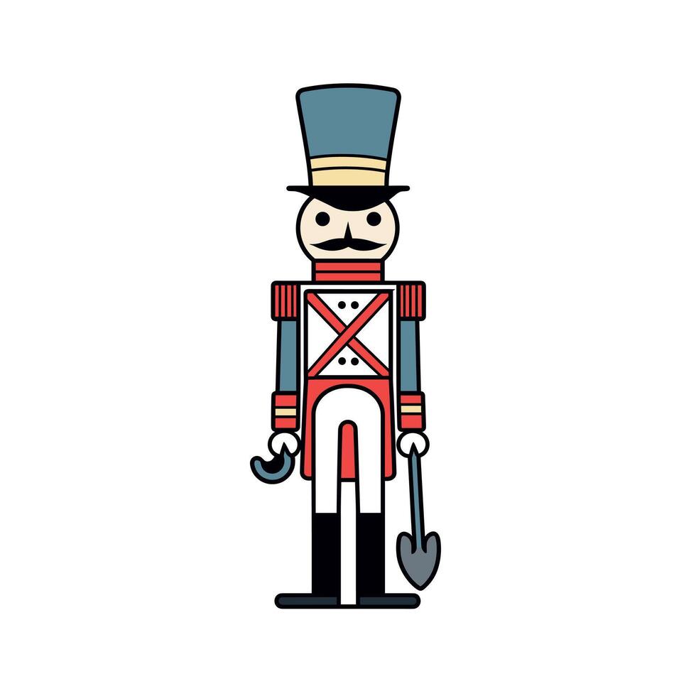 Classic toy soldier standing tall with hat and tools vector