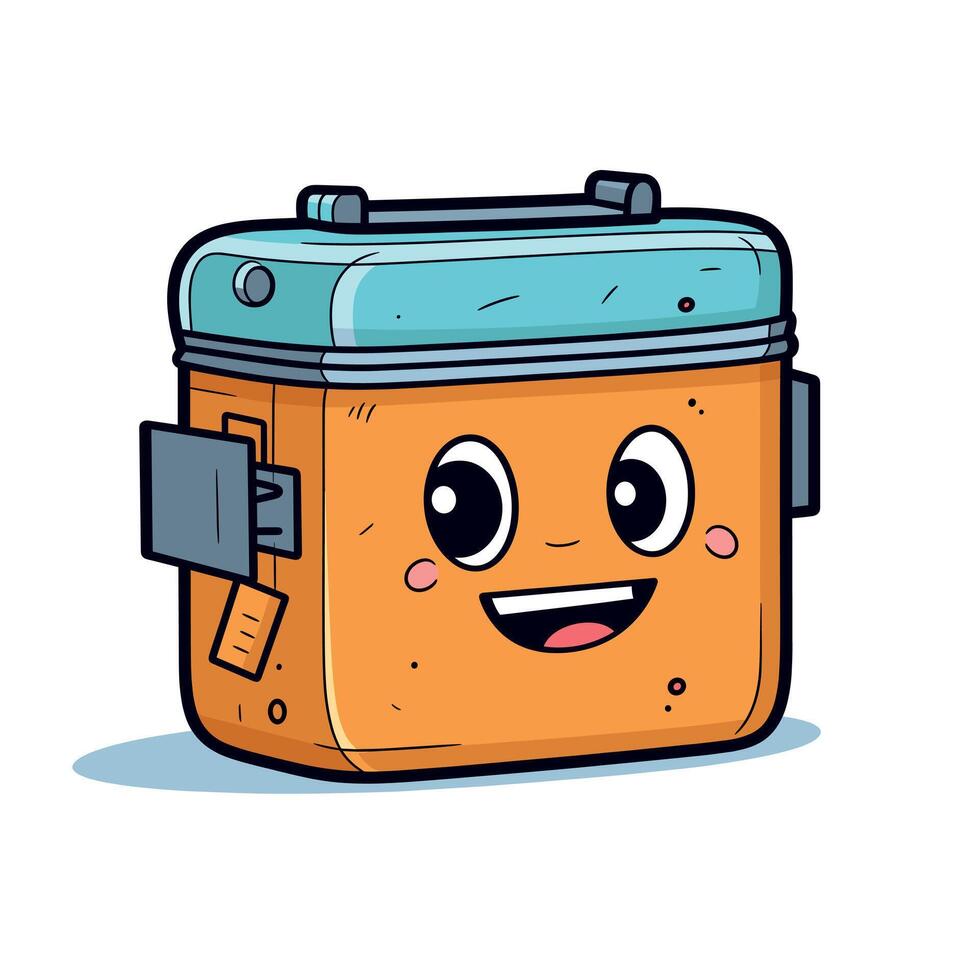Cute cartoon lunchbox character with a smiling face vector