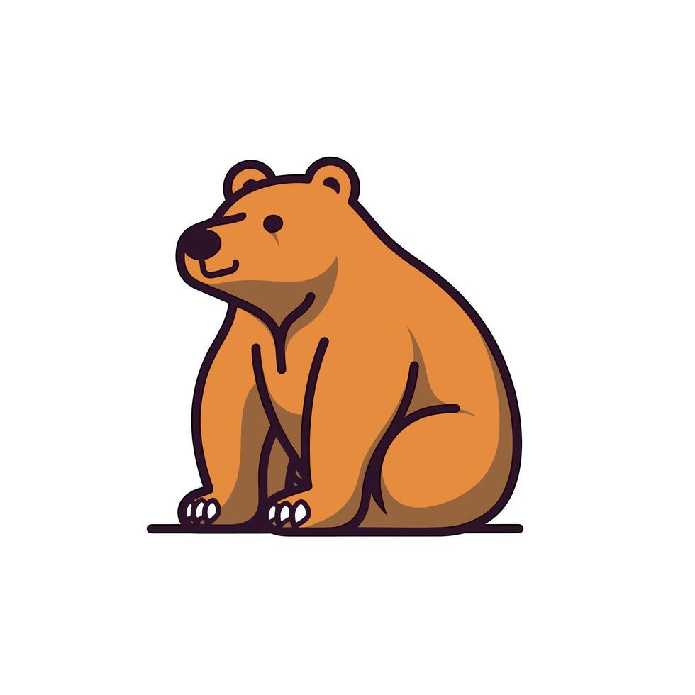 Charming bear sitting peacefully vector