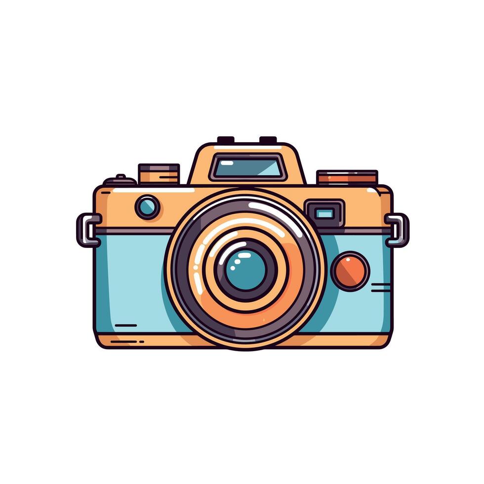 Vintage camera with colorful design displayed vector