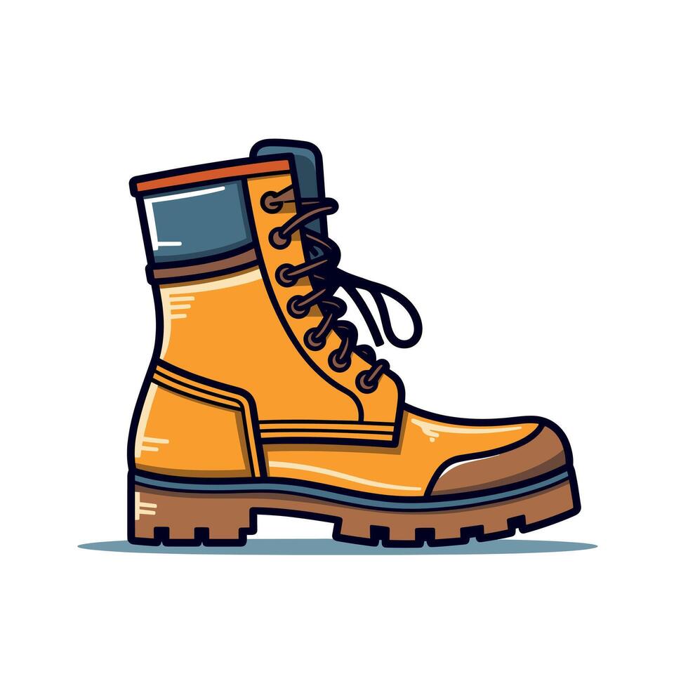 Bright yellow work boot on a flat surface vector