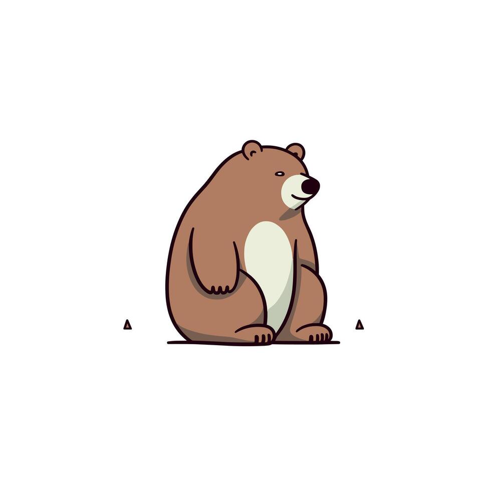 Cute cartoon bear sitting calmly on the ground vector