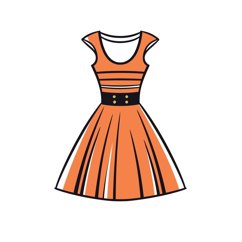 Unique orange dress design vector