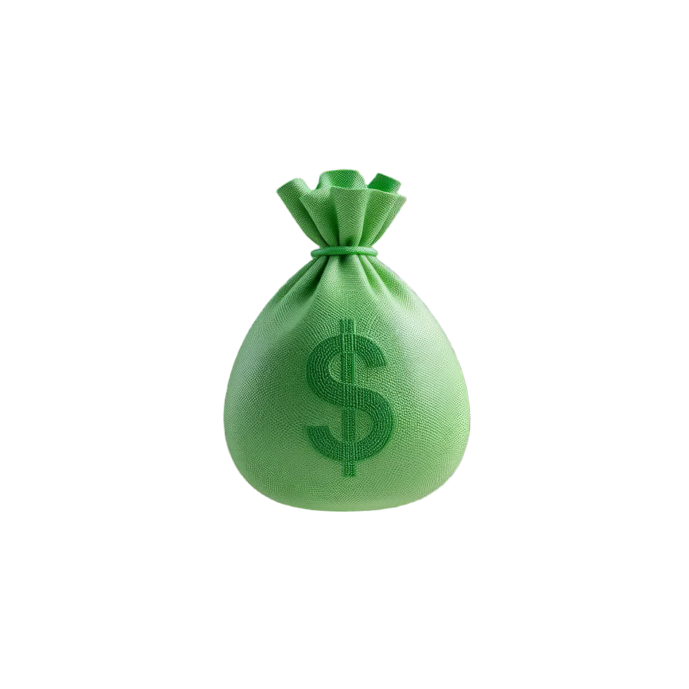 Green Money Bag 3D Render Illustration Wealth Finance Success Prosperity png