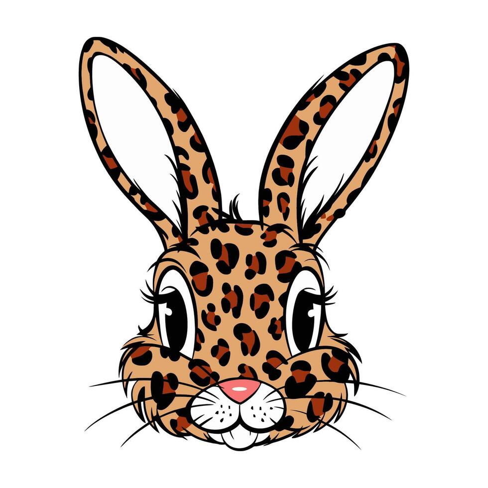 Leopard Print Bunny Face Illustration vector