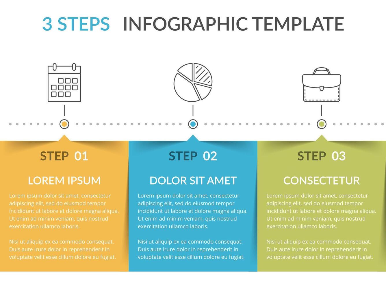 Infographic template with 3 rectangular elements for your text vector