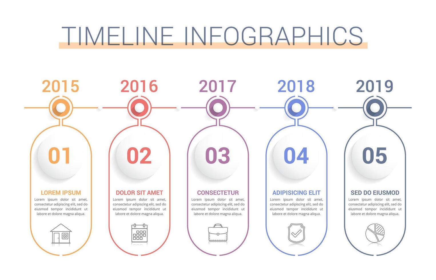 Timeline infographics template with numbers in circles vector