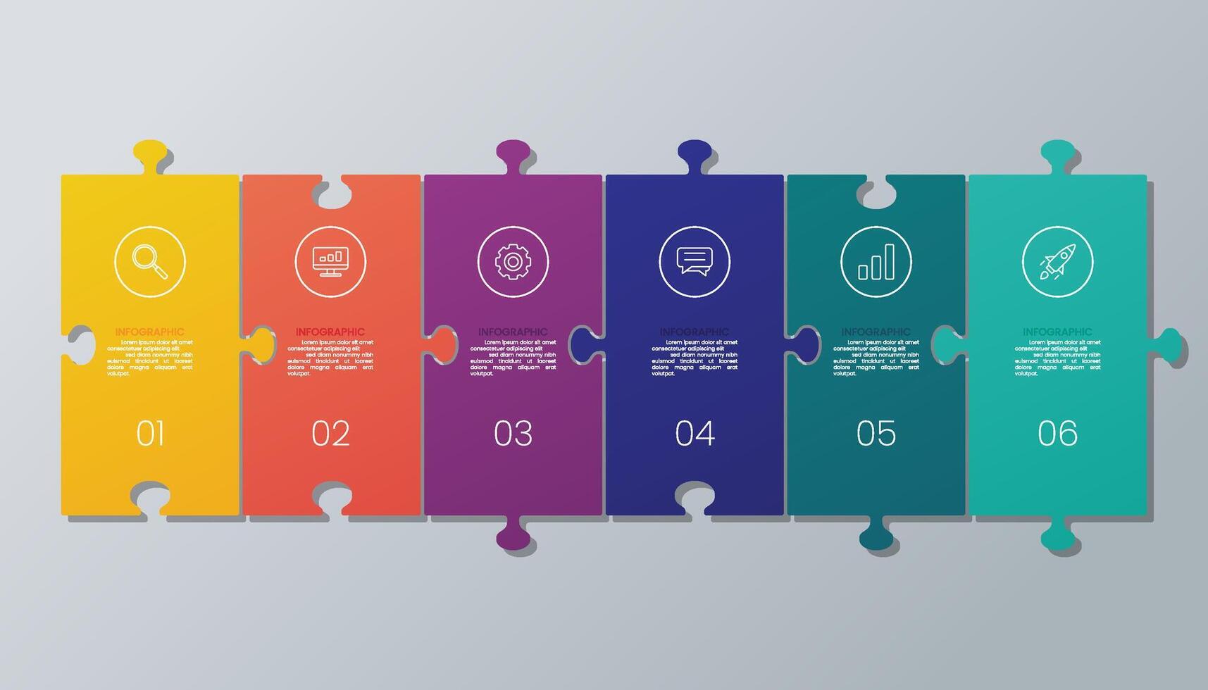 6 Infographic Design Template Jigsaw Puzzle vector