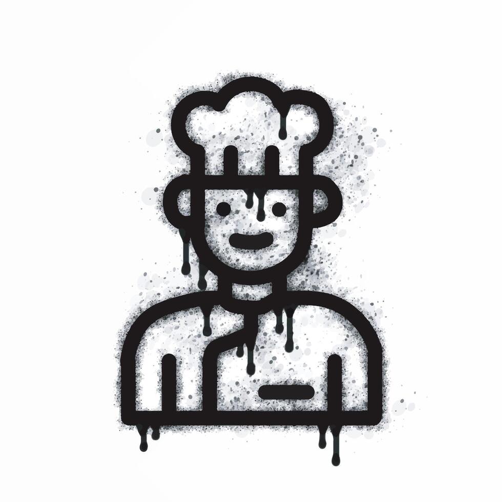 graffiti chef icon spray painted in black on white. vector