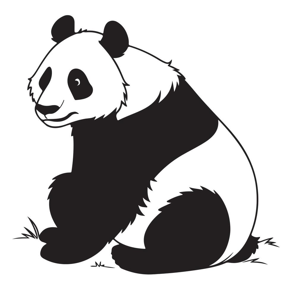 panda shilihotte in white background vector