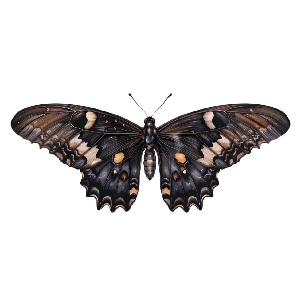 A realistic butterfly illustration with intricate wing patterns on a transparent background png