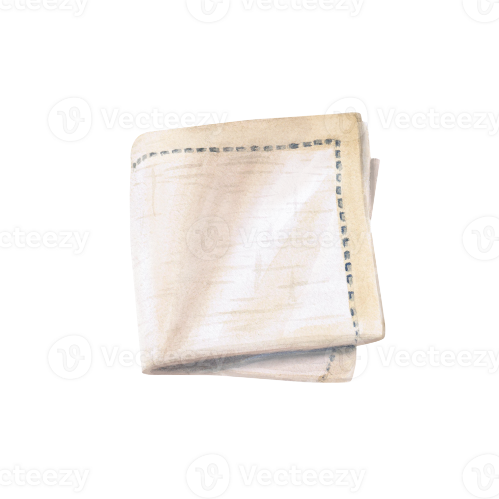 Linen table napkin folded in half. Isolated watercolor illustration on breakfast theme for restaurant menu design, gastronomic magazines and festivals. png