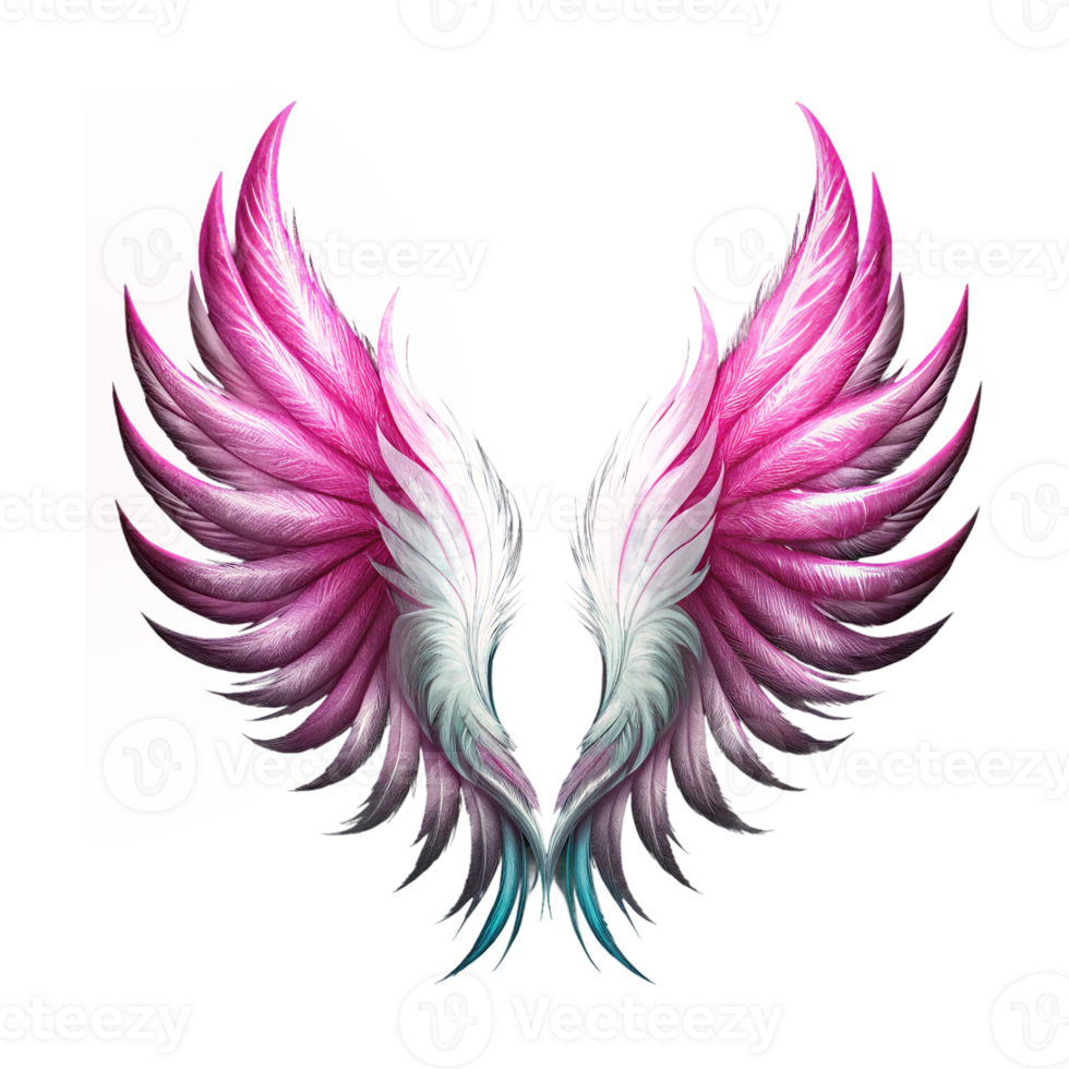 Elegant Pair of Soft Pink Angel Wings isolated on transparent background png