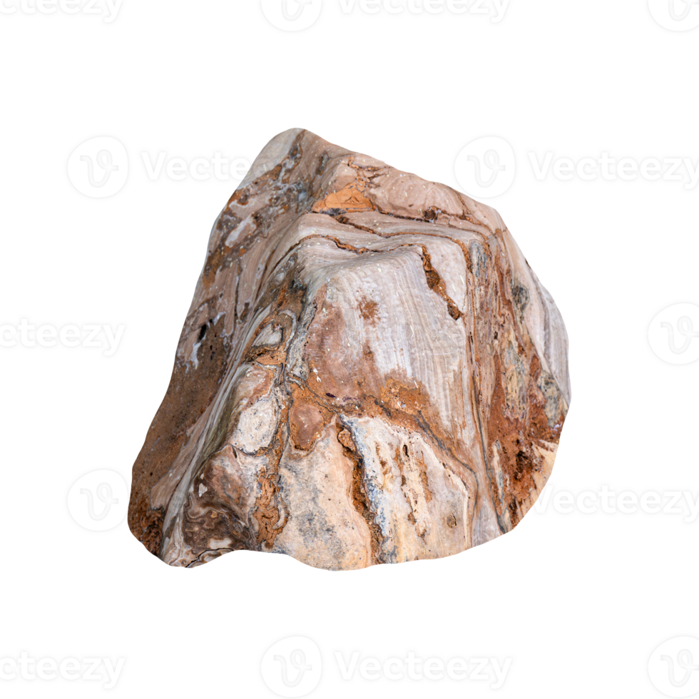 A single piece of stone isolated on background, a natural rock with a rough texture. Stone garden decoration. png