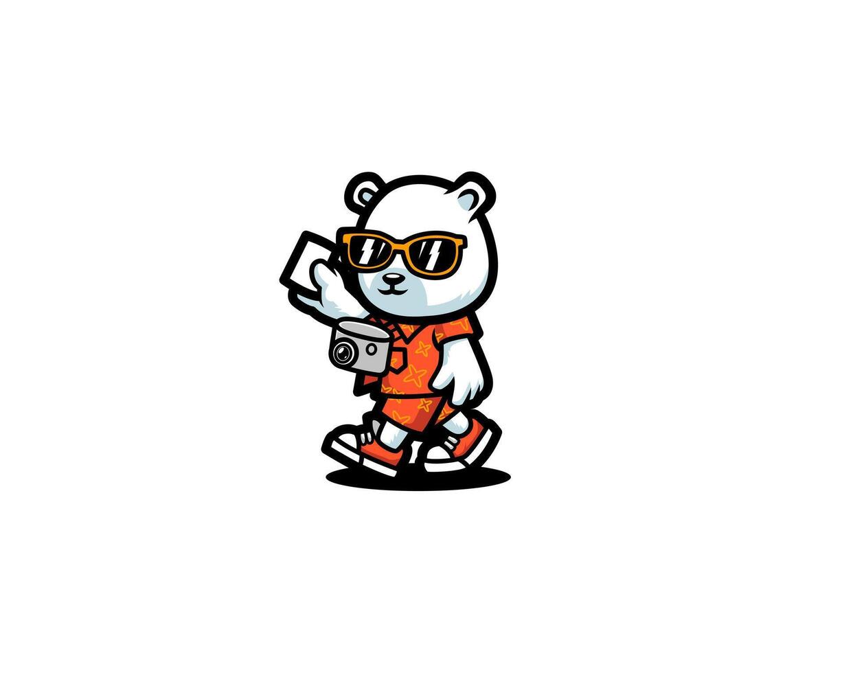 Polar bear go traveling illustration cartoon.eps vector
