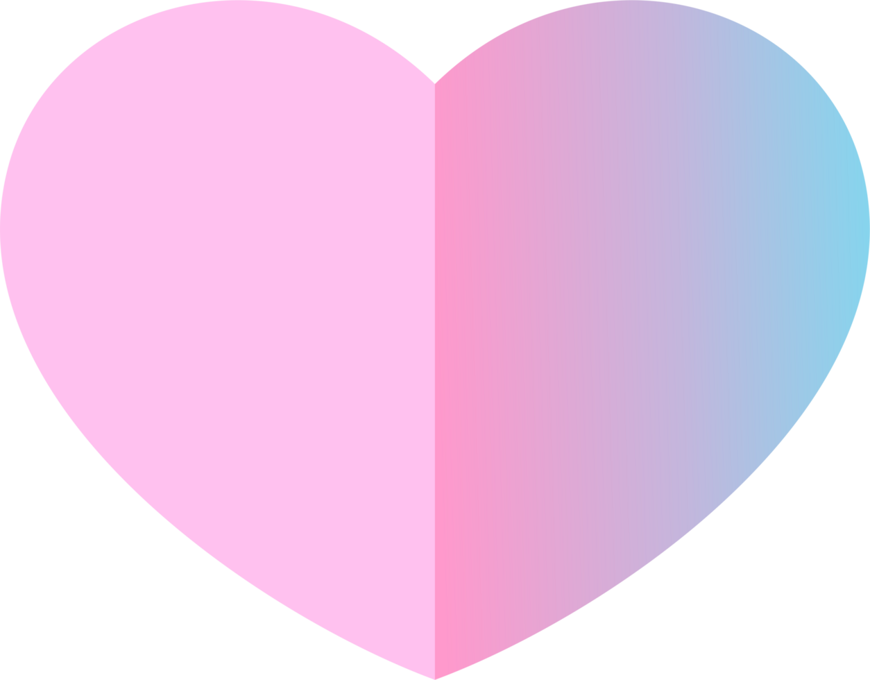 Two tone heart love colorful pinky png