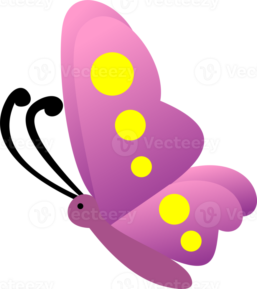 So pink and purple butterfly and yellow color on body png