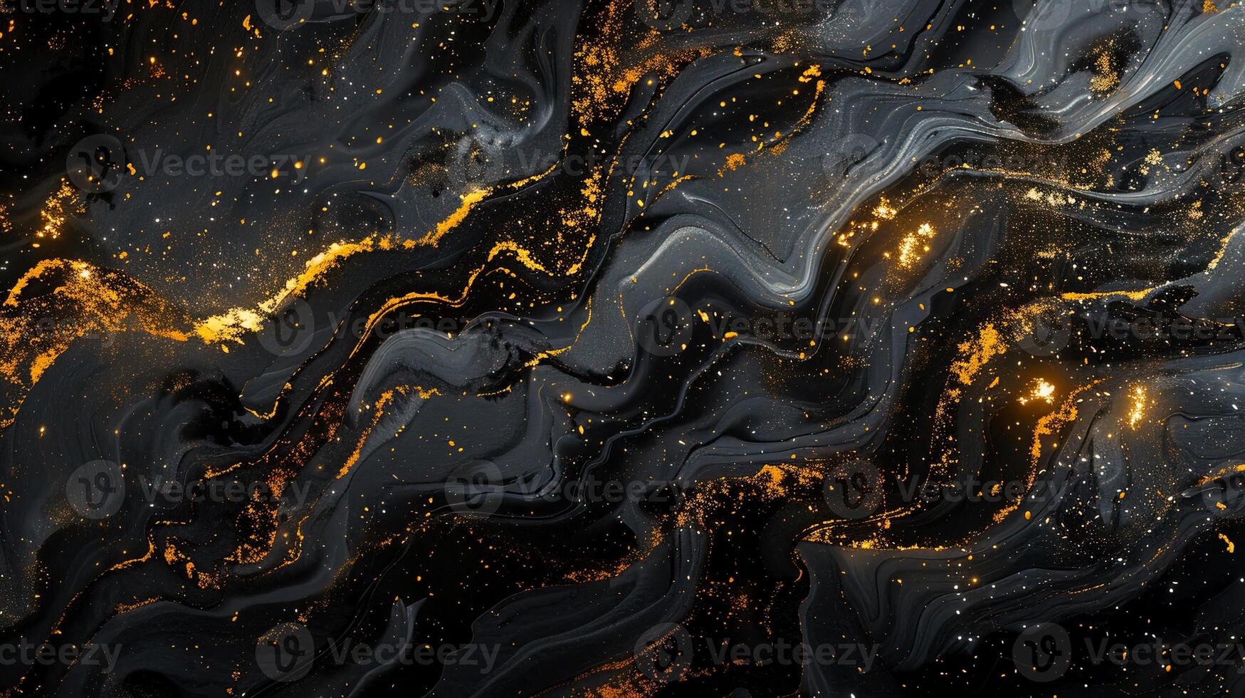 Abstract black and gold marble background with fluid lines and shimmering golden flecks, perfect for luxury design and artistic projects. photo