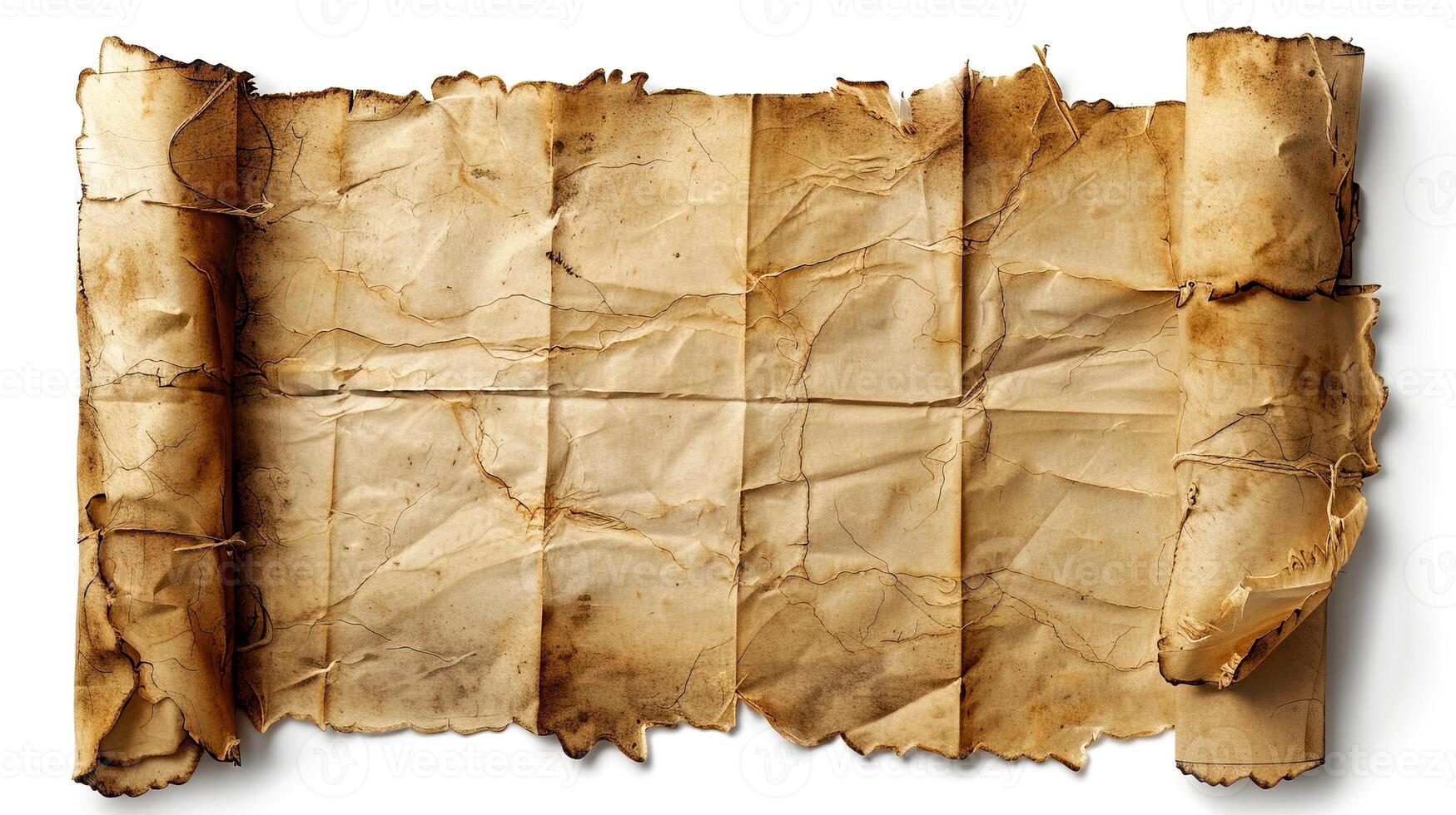 Aged Vintage Paper Scroll With Rustic Texture photo