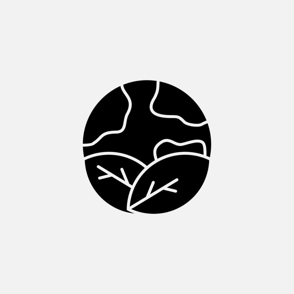 Go green globe earth and leaf icon glyph, free energy, ecology, renewable and green energy concept. Solid black icon. vector