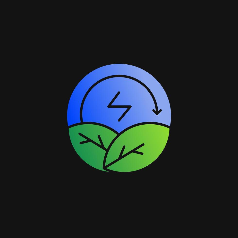 Eco energy with leaf and looping arrow icon solid gradient, free energy, ecology, renewable and green energy concept. Gradient Solid icon. vector