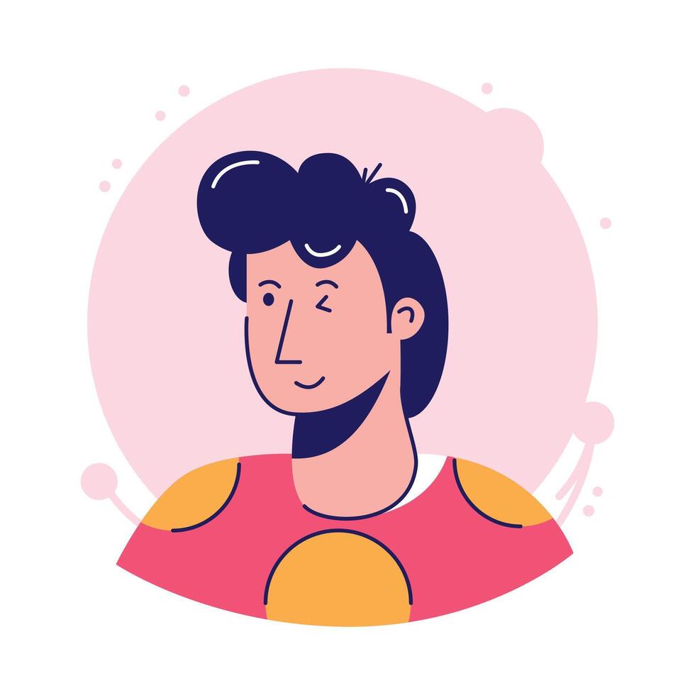 Friendly Male Character Portrait with Winking Eye vector