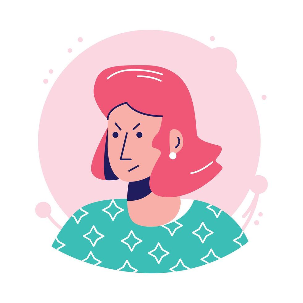 Angry woman profile icon, perfect for social media or website graphics vector