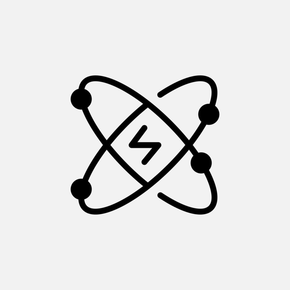 Atom Energy icon line, free energy, ecology, renewable and green energy concept. Linear and lineart icon. vector