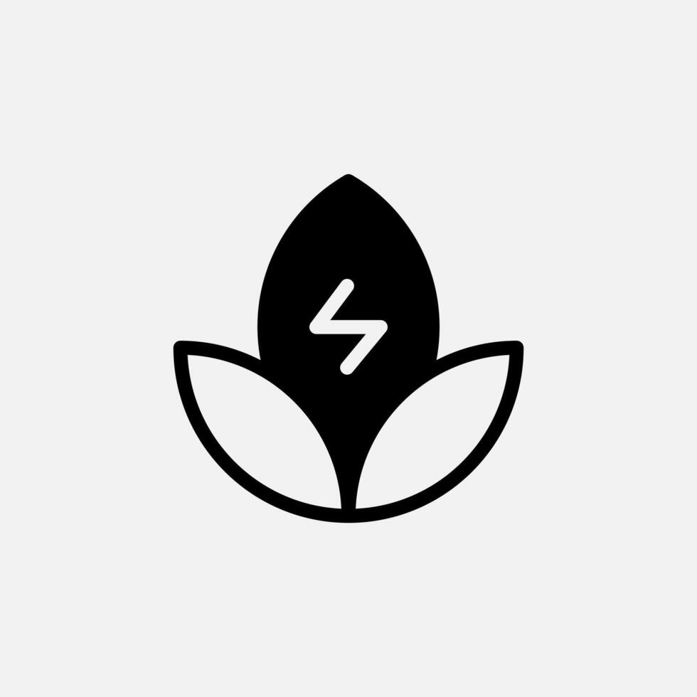 Eco leaf energy icon semi solid, free energy, ecology, renewable and green energy concept. Glyph icon. vector