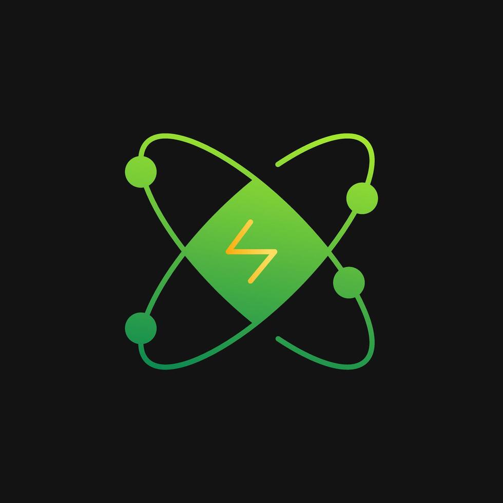 Atom Energy icon solid gradient, free energy, ecology, renewable and green energy concept. Gradient Solid icon. vector