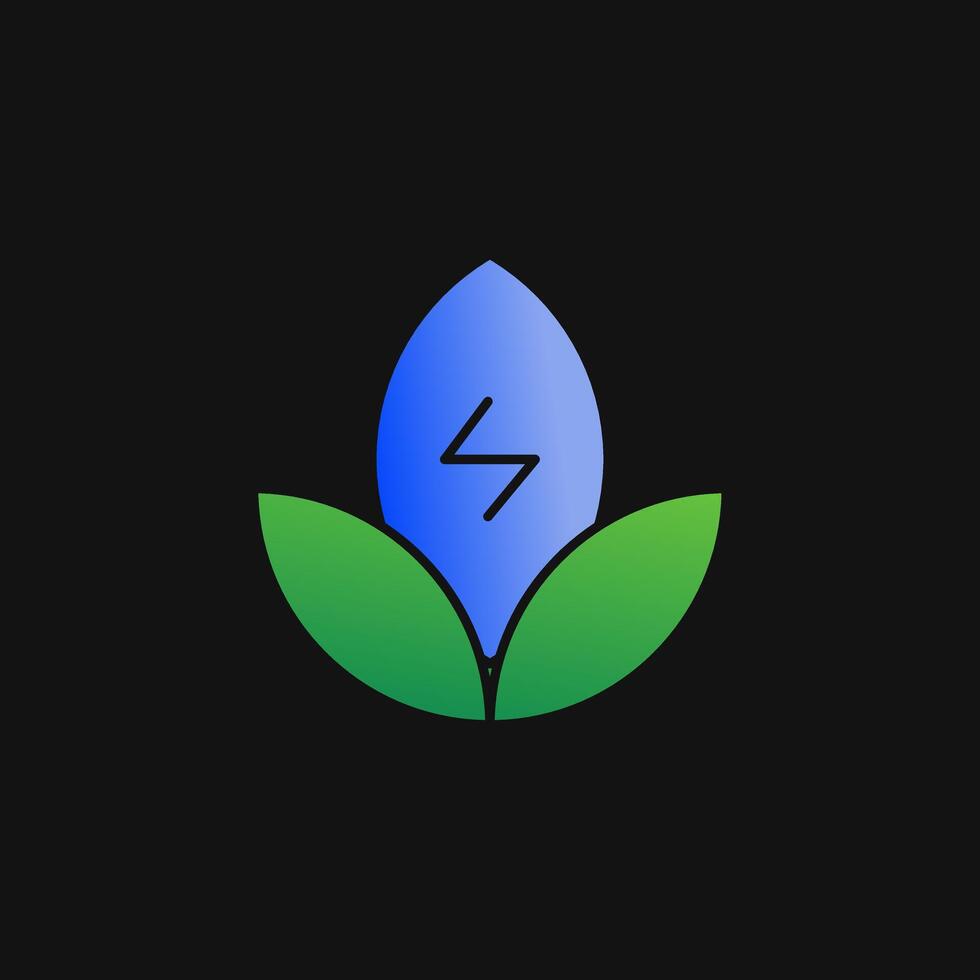 Eco leaf energy icon solid gradient, free energy, ecology, renewable and green energy concept. Gradient Solid icon. vector