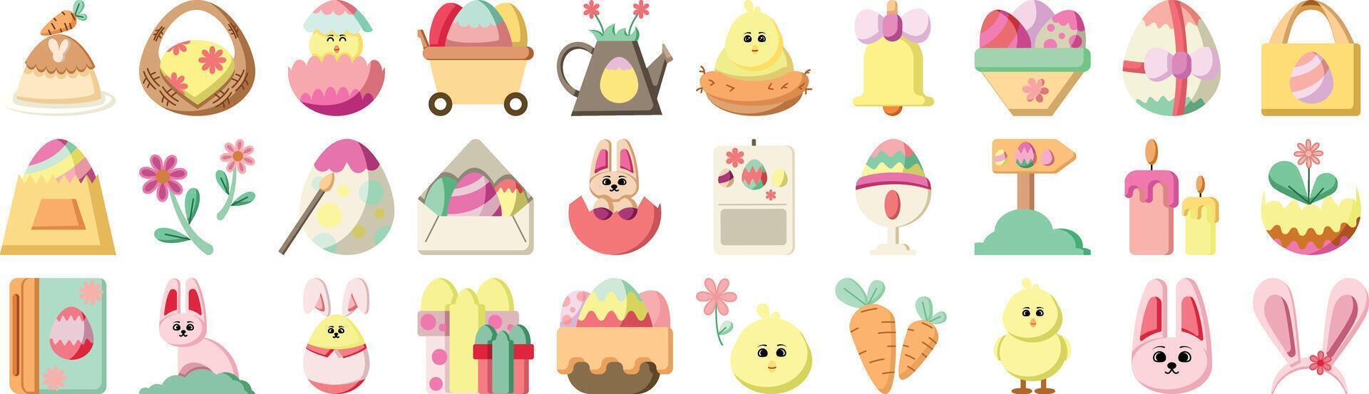 Modern monochrome flat icon set for easter day event vector