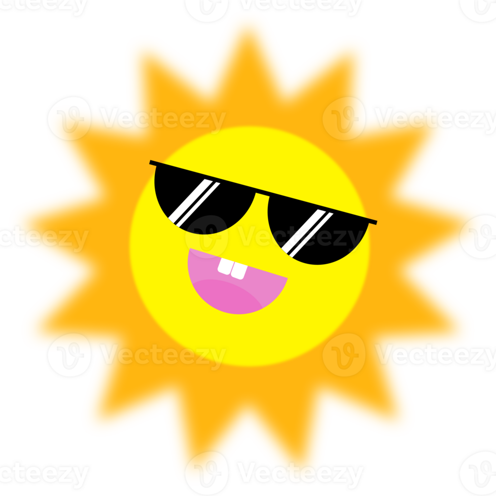 The sun wears sunglasses with smiling on transparent background png