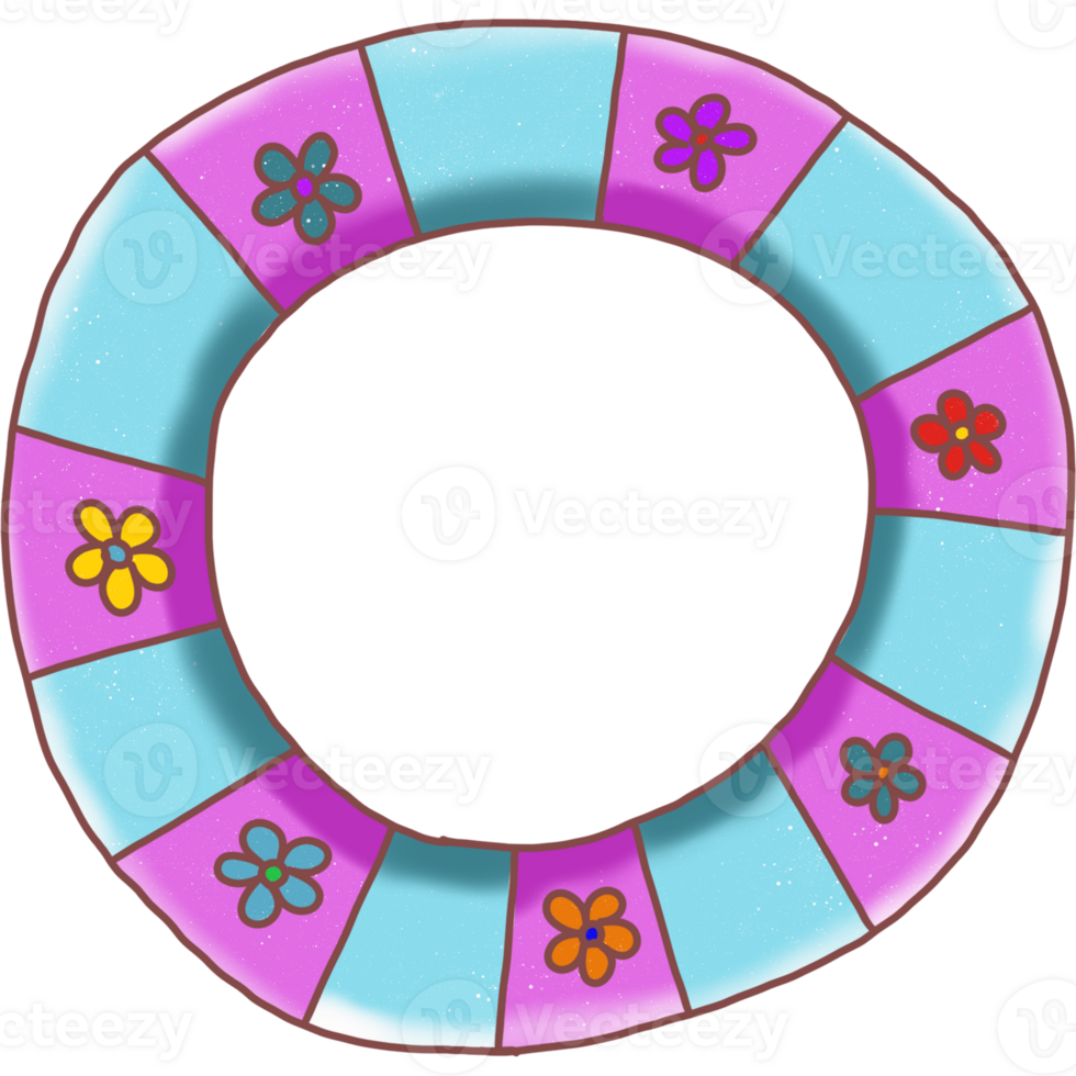 Hand drawn Lifebuoy with colorful flowers ,illustration transparent background png