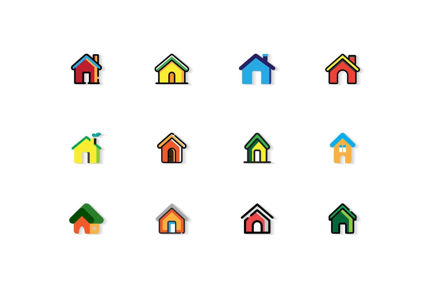Home icon set color vector