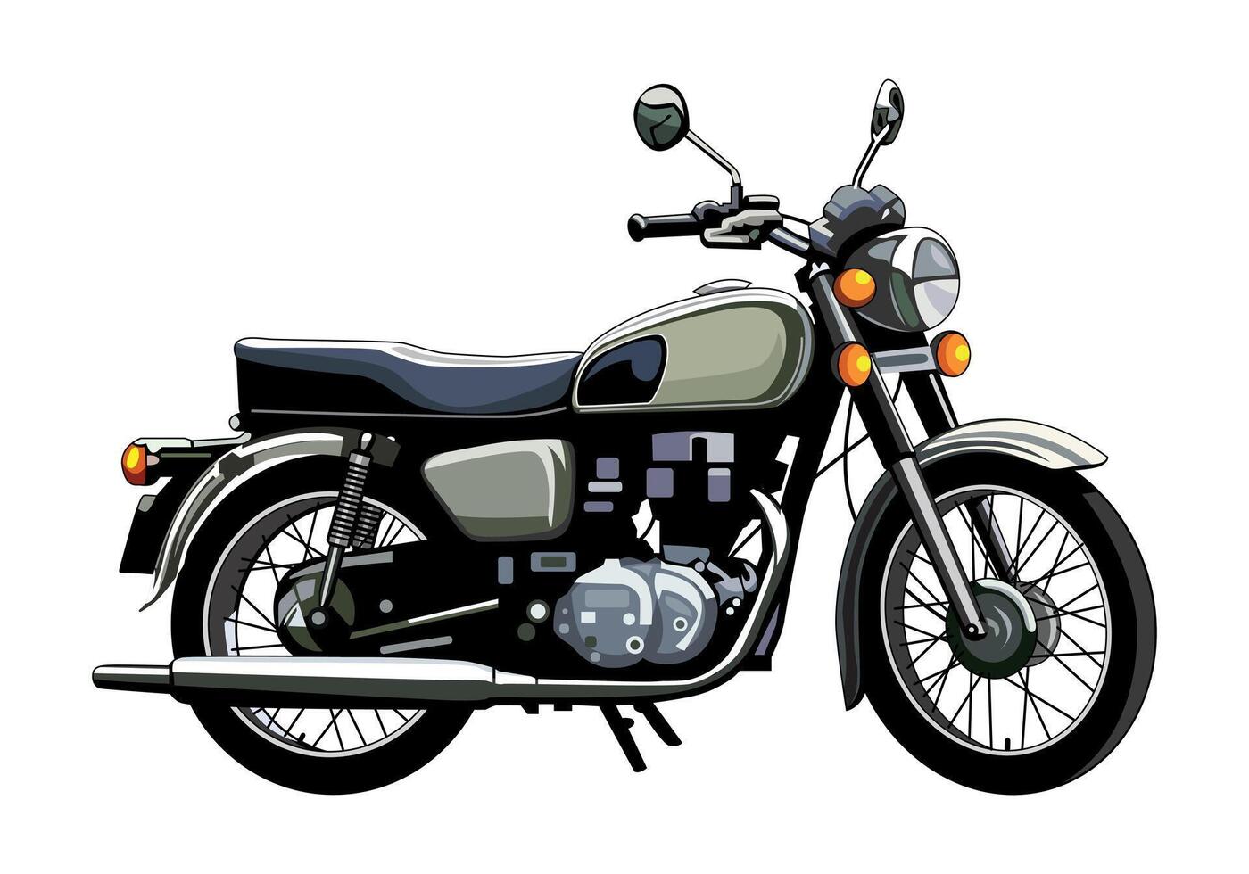 Vintage motorcycle, classic motorbike, illustration isolated on white background. vector