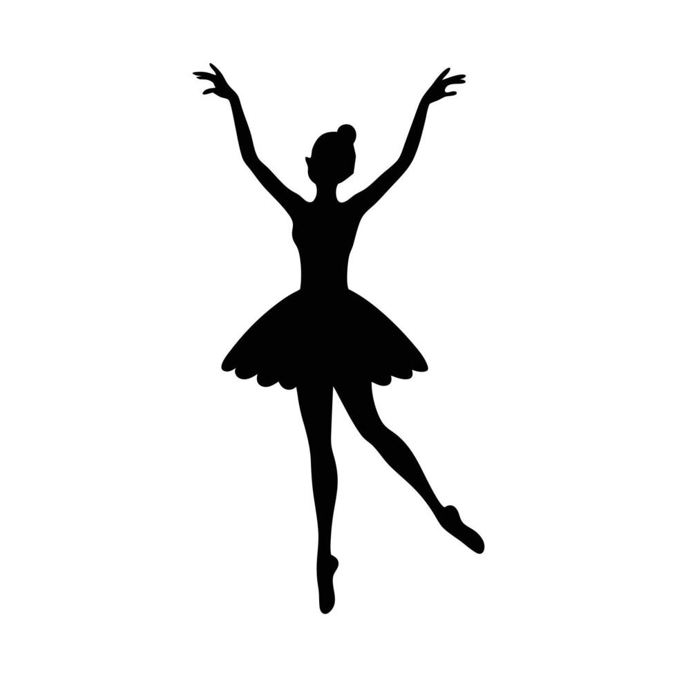 Dynamic silhouette of a woman dancing in a flowing dress. vector