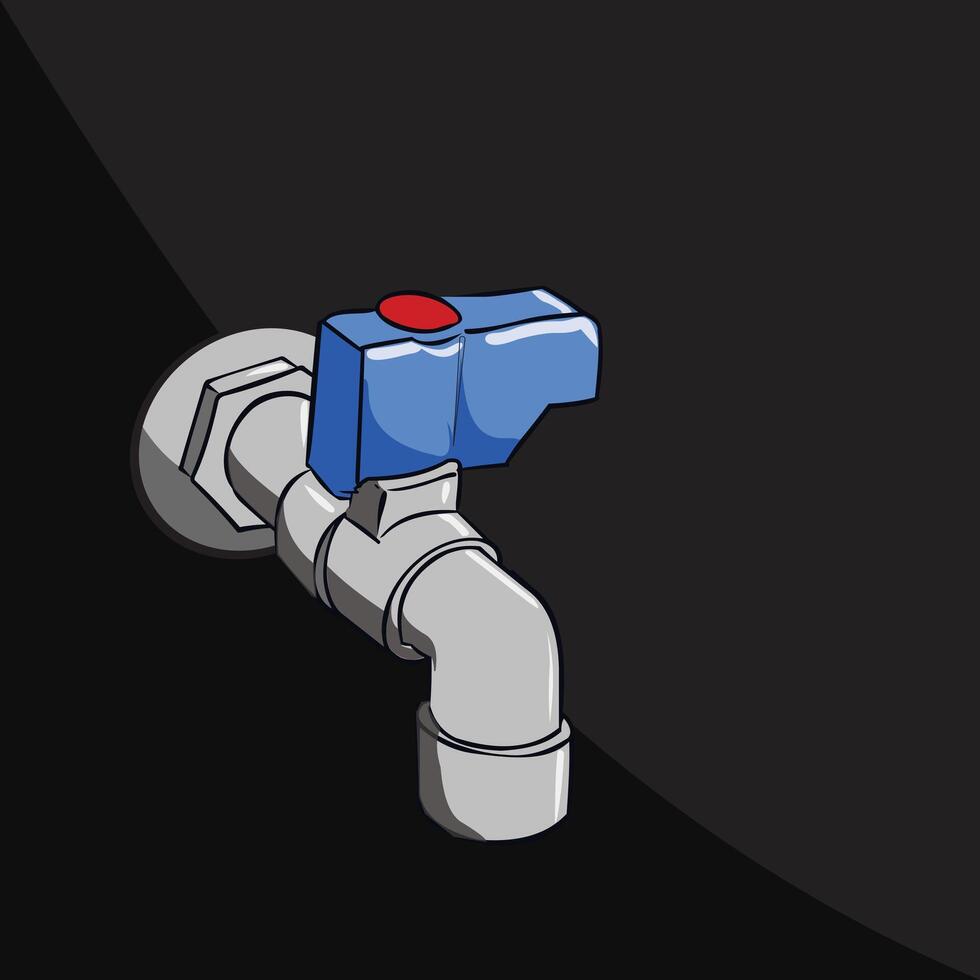 illustration of water faucet design with blue faucet handle head. vector