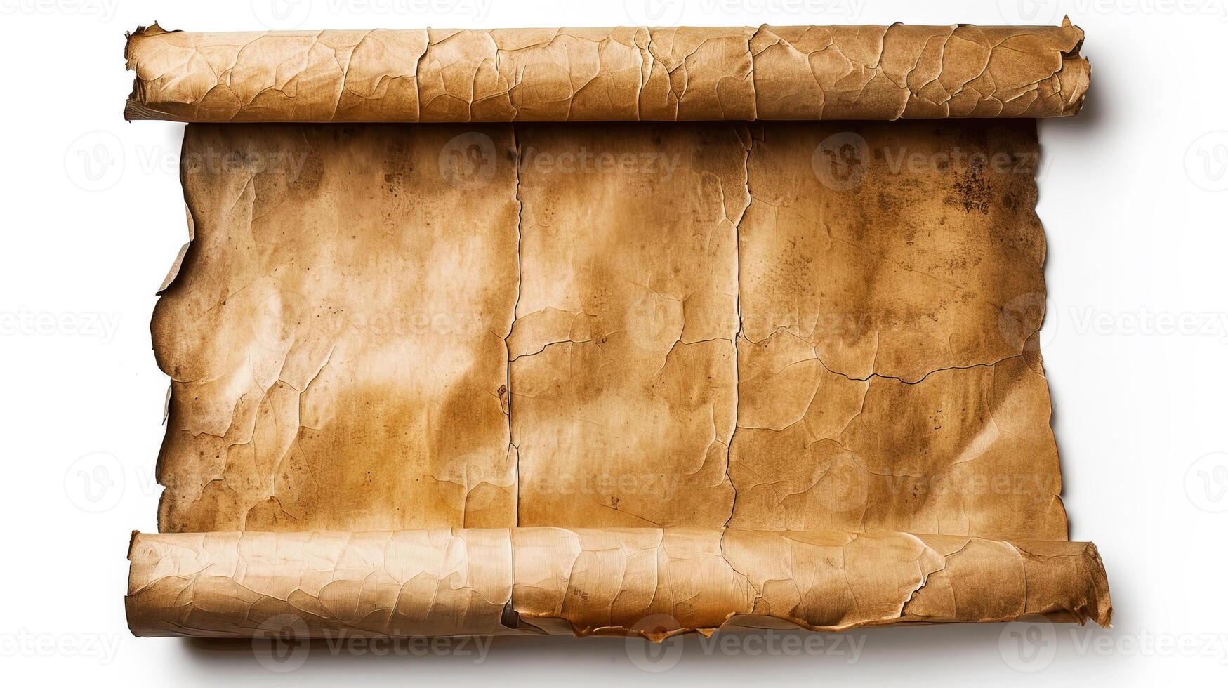 Aged Paper Scroll with Cracked Texture Background photo