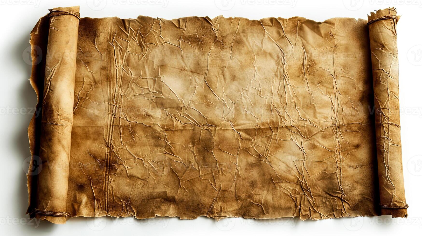 Vintage Aged Scroll on White Background photo