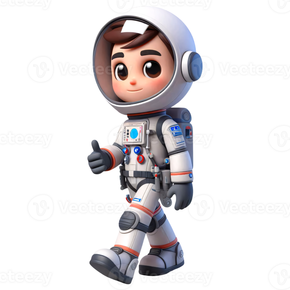 Cheerful Cartoon Astronaut Boy Giving a Thumbs Up in Space Suit png