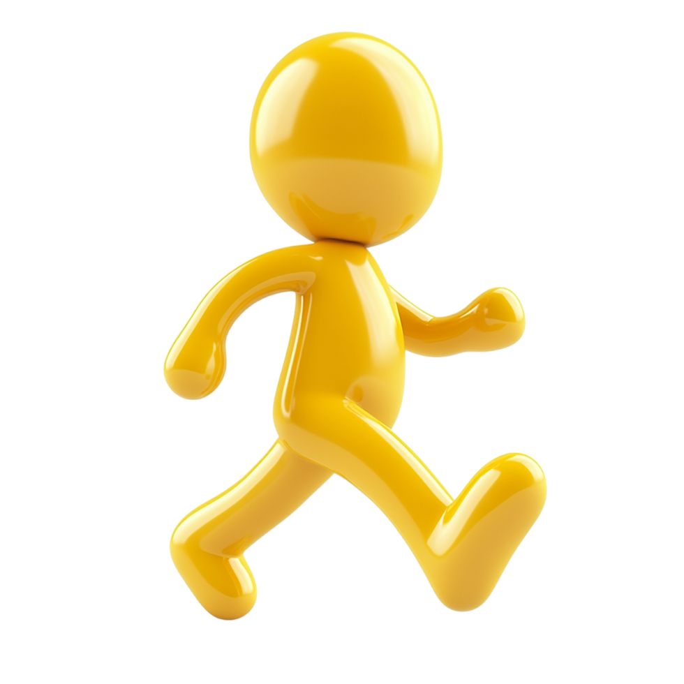 3D Yellow Figure in a Running Pose Isolated On Transparent Background png