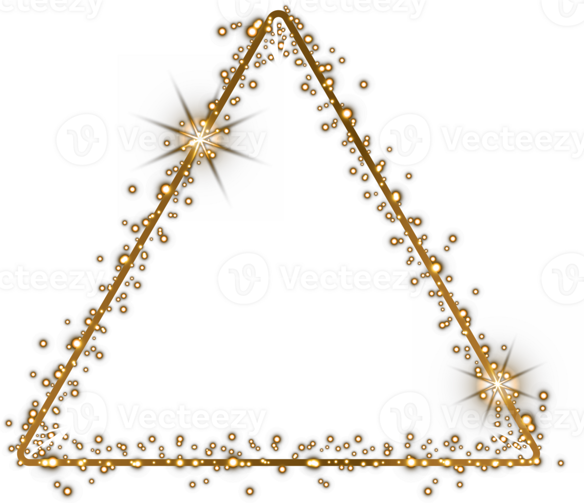 triangular gold glitter frame for text png