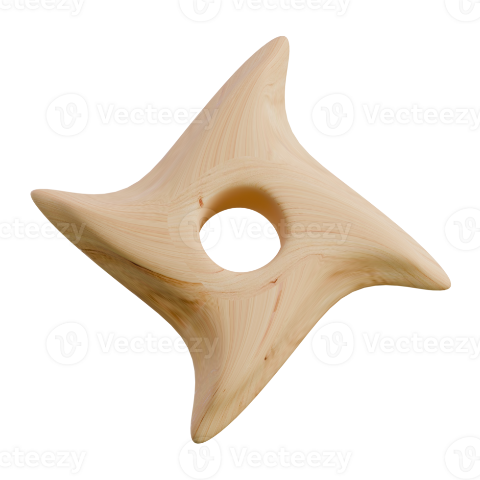 Shuriken 3D Wooden Abstract Shape Icon png