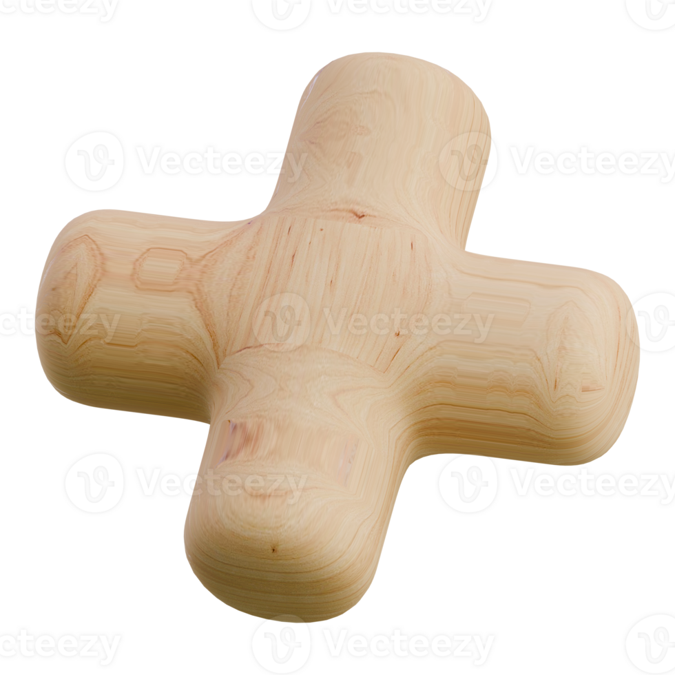 Plus 3D Wooden Abstract Shape Icon png