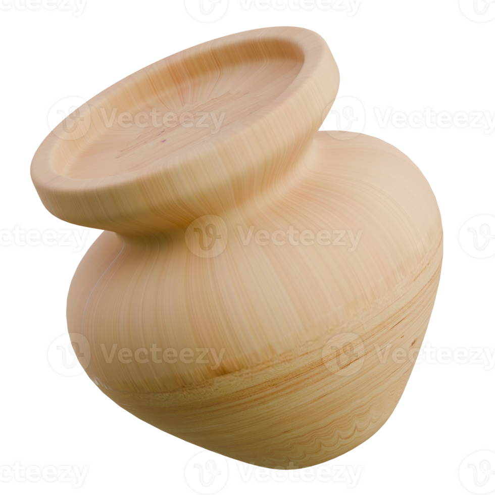 Closed Shaped Pot 3D Wooden Abstract Shape Icon png