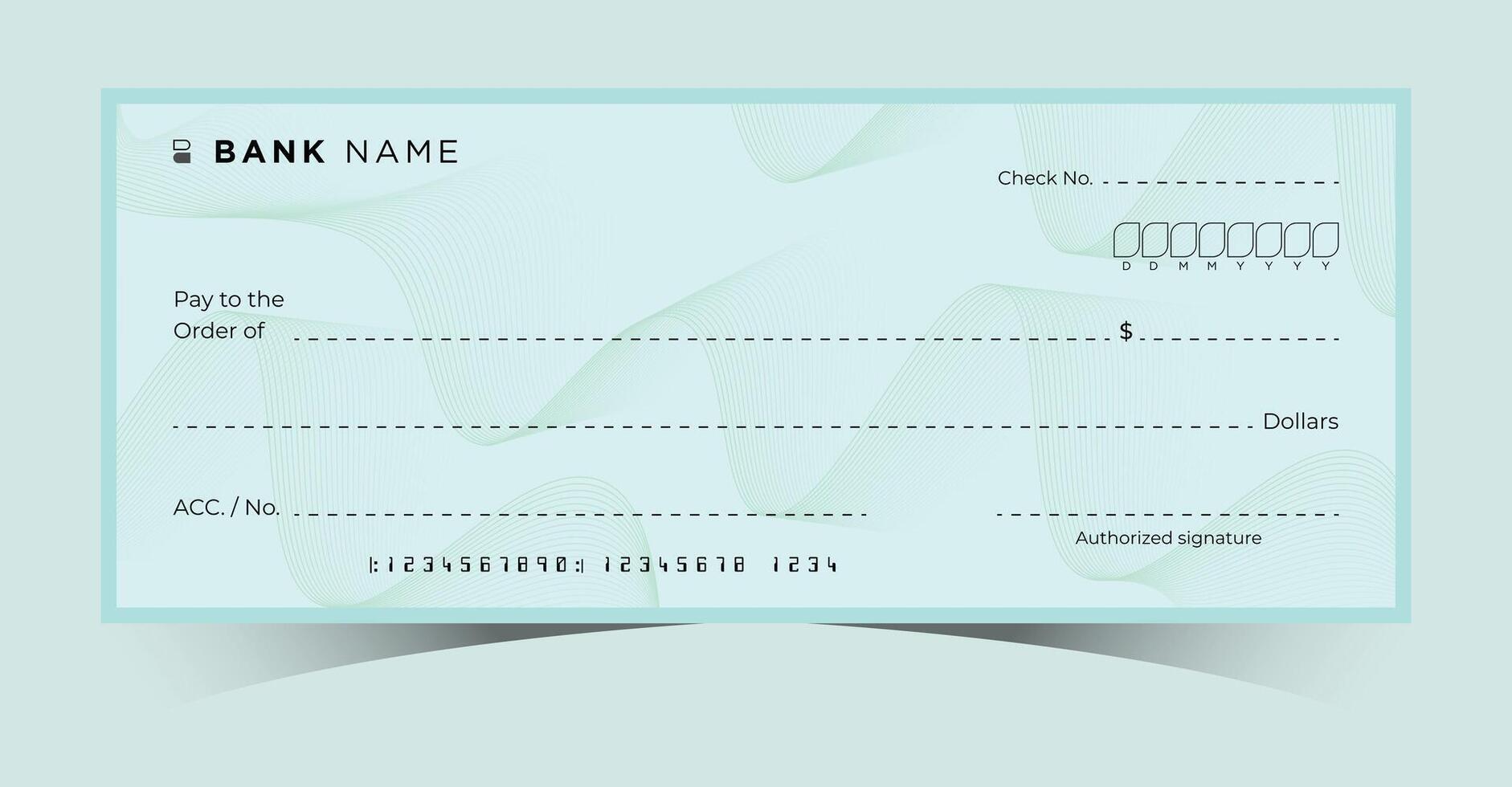 Modern check design with a soft teal background and smooth lines for professional use vector
