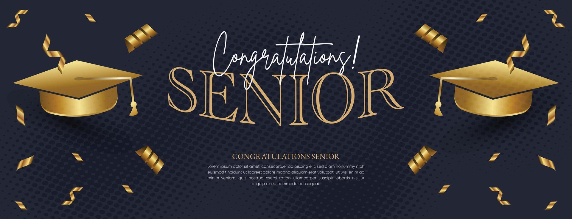 Senior design with a golden cap and celebratory elements, perfect for graduation events vector